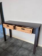 Houten Tafel met Rotan Manden, Ophalen, Minder dan 50 cm, Gebruikt, 100 tot 150 cm