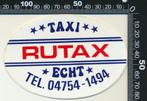 Sticker: Taxi Rutax - Echt, Ophalen of Verzenden, Zo goed als nieuw, Bedrijf of Vereniging