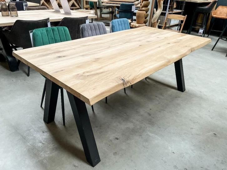 Eettafel - Eiken tafelblad - Tafelblad boomkant - 40 mm dik, Huis en Inrichting, Tafels | Eettafels, Nieuw, 50 tot 100 cm, 200 cm of meer