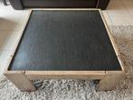 Midcentury/brutalistische salontafel (massief eik+leisteen), Huis en Inrichting, Ophalen, 50 tot 100 cm, Vierkant, 50 tot 100 cm