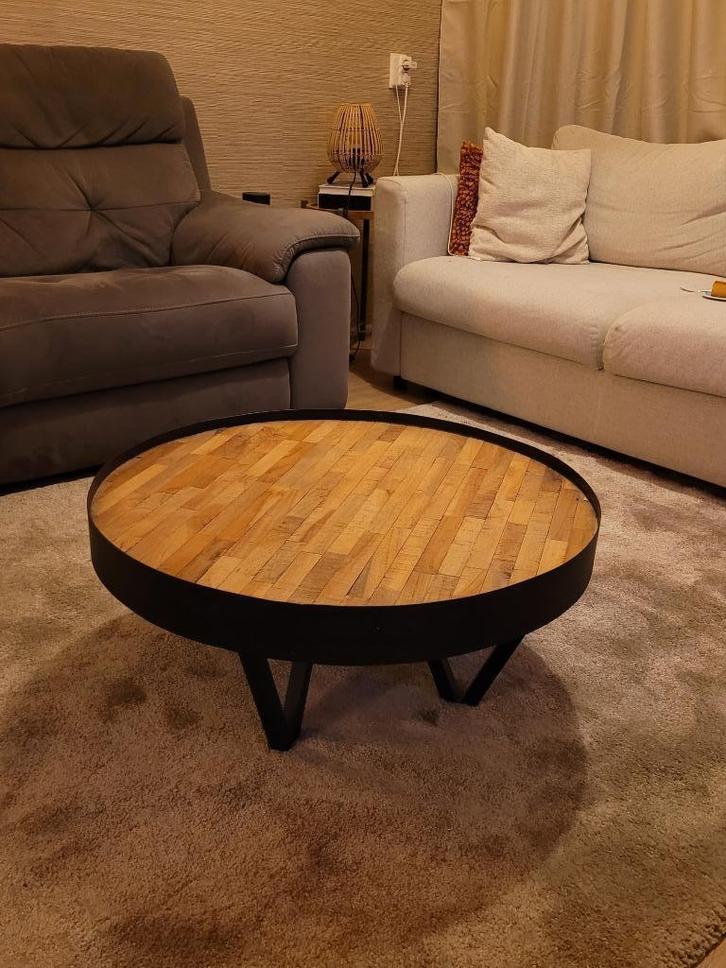 Salontafel, Huis en Inrichting, Tafels | Salontafels, Gebruikt, Minder dan 50 cm, 50 tot 100 cm, 50 tot 100 cm, Rond, Metaal, Ophalen