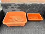 Twee Bonsai trainingspotten van bruin gekleurd plastic., Tuin en Terras, Bloempotten, Kunststof, Gebruikt, Ophalen of Verzenden