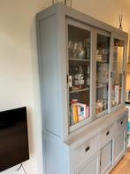 Landelijke servieskast met glazen schuifdeuren, Huis en Inrichting, Kasten | Buffetkasten, Ophalen, Met plank(en), Gebruikt, 200 cm of meer