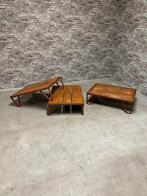 3x Industrieel vintage salontafel / bijzettafel nr1085, Info@antiekgroothandel.com, 50 tot 100 cm, Metaal, Vierkant