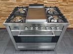 Luxe Boretti Fornuis 90cm RVS + RVS 1 grote oven Frytop, Witgoed en Apparatuur, Fornuizen, Niet ingevuld, 60 cm of meer, Niet ingevuld
