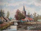 Gezicht op Allingawier J. Verschuur olieverf, Antiek en Kunst, Ophalen of Verzenden