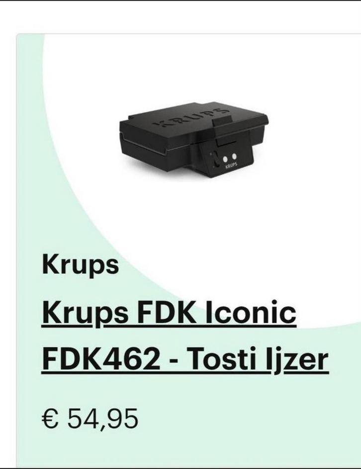 Krups FDK Iconic Tosti-ijzer  nette staat"30€ last(laatste)p, Witgoed en Apparatuur, Contactgrills, Zo goed als nieuw, Ophalen of Verzenden