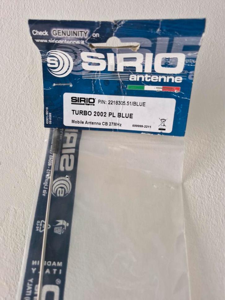Nieuwe Sirio CB Turbo 2002 Blauw PL aansluiting, Telecommunicatie, Antennes en Masten, Nieuw, Antenne, Ophalen