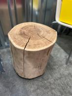 Massief houten bijzettafel/kruk, Huis en Inrichting, Tafels | Bijzettafels, Ophalen, Gebruikt, Rond, 75 cm of meer
