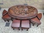 Chinese salontafel met 6 kleine krukjes, Antiek en Kunst, Ophalen