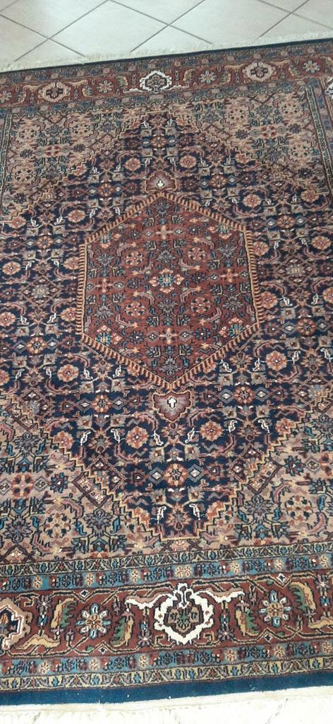 Handgeknoopt wollen tapijt, kleed/Indiaas Bidjar 154x204cm, Antiek en Kunst, Antiek | Kleden en Textiel, Ophalen