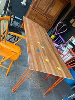 Tuin tafel of eettafel oude gymzaalvloer, Ophalen, Zo goed als nieuw, Eettafel
