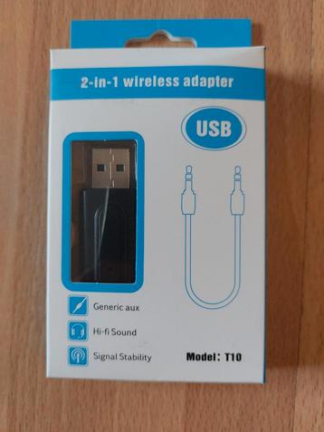 Wireless Bluetooth adapter, transmitter & reciever usb - aux beschikbaar voor biedingen