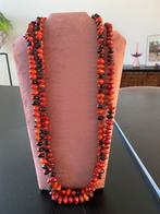 Lange rode bonen kralen ketting 1.40 cm, Sieraden, Tassen en Uiterlijk, Kettingen, Ophalen of Verzenden, Zo goed als nieuw, Overige materialen
