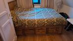 Steigerhouten bed met fruitkistjes, Ophalen, Gebruikt, Bruin, Rustiek