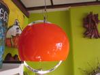 oranje kunststof hanglamp Guzzini design jaren 70 retro, Guzzini, Gebruikt, ?, Glas