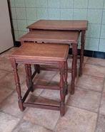 Vintage Eiken Bijzettafeltjes - Set van 3, Huis en Inrichting, Tafels | Kaptafels, Minder dan 50 cm, Gebruikt, Vintage, Ophalen of Verzenden