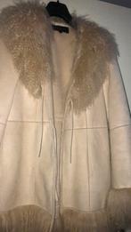 Bontjas dames maat M mooi wit crème beige suède stof nepbont, Ophalen of Verzenden