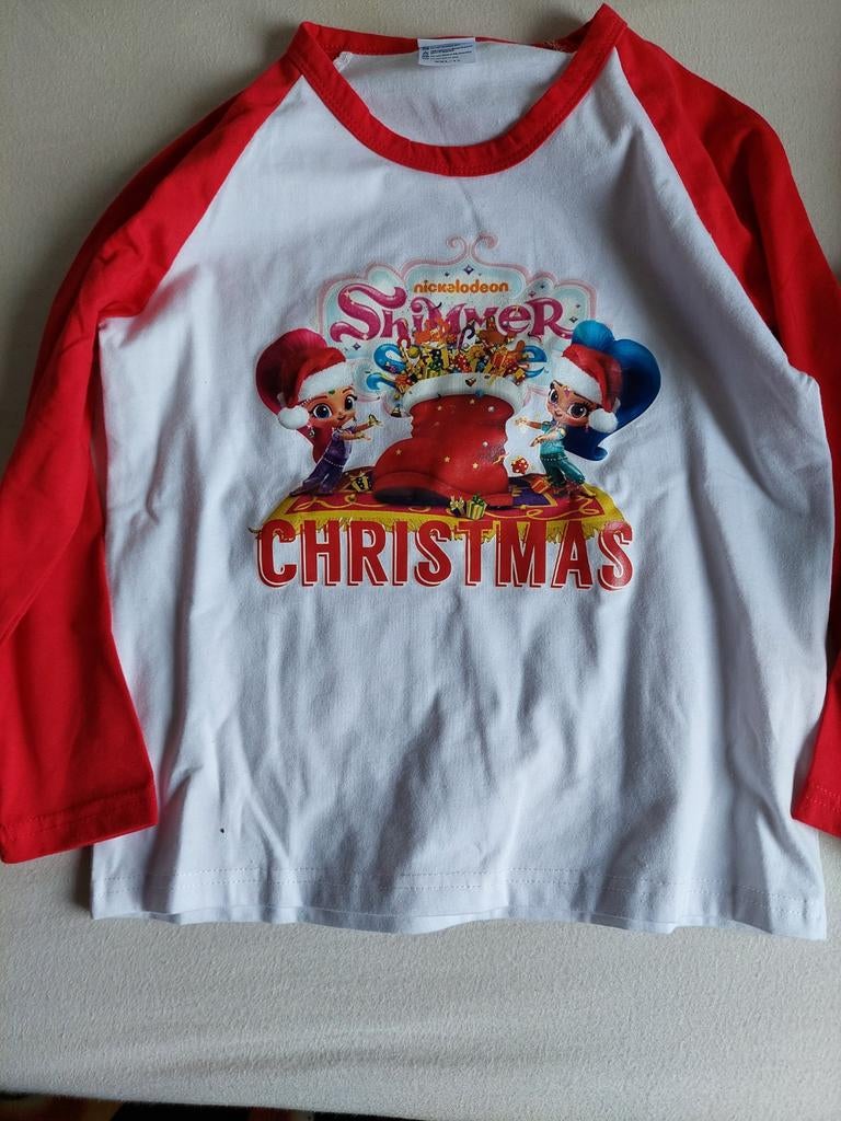 Kerst shirt Shimmer & Shine maat 128/134, Ophalen of Verzenden, Zo goed als nieuw, Nickelodeon, Meisje