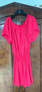 LaDress Debbie zgan jurk viscose koraalof rood  of tangorood, Maat 42/44 (L), Ophalen of Verzenden, Zo goed als nieuw, Knielengte