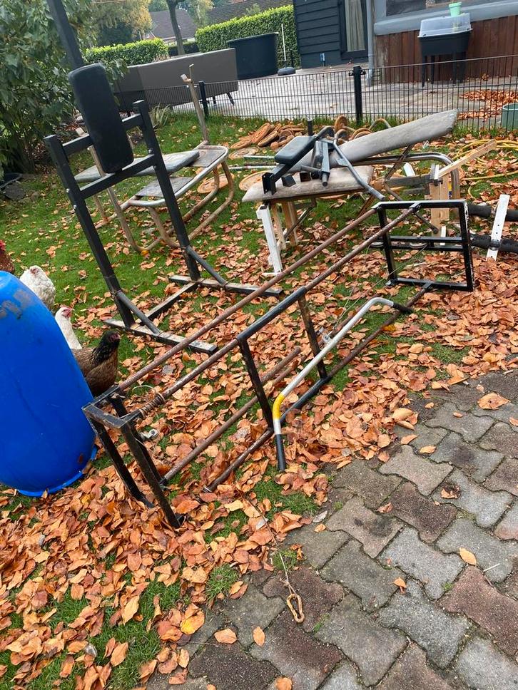 Halterschijven enzovoort, Sport en Fitness, Fitnessapparatuur, Zo goed als nieuw, Krachtstation, Metaal, Ophalen of Verzenden