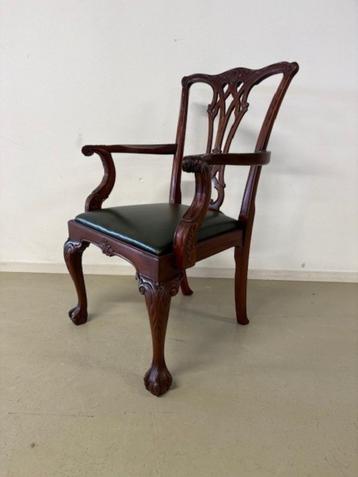 Regency bureaustoel in mahonie met groen rundleer beschikbaar voor biedingen