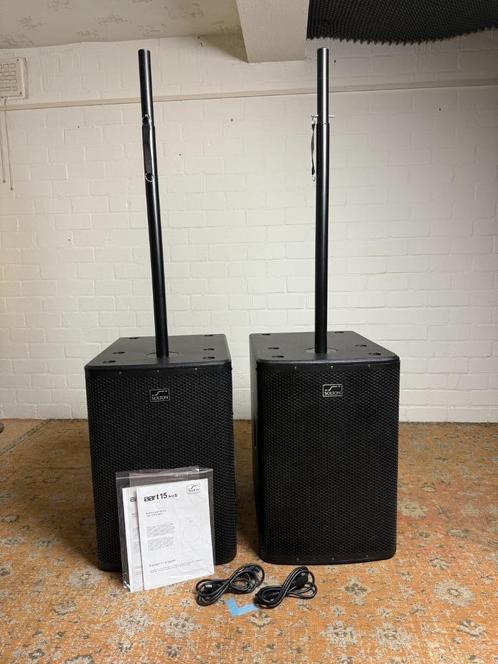 Solton aart SUB 15 A speakers incl. statieven, Muziek en Instrumenten, Versterkers | Keyboard, Monitor en PA, Gebruikt, Monitor(versterker)
