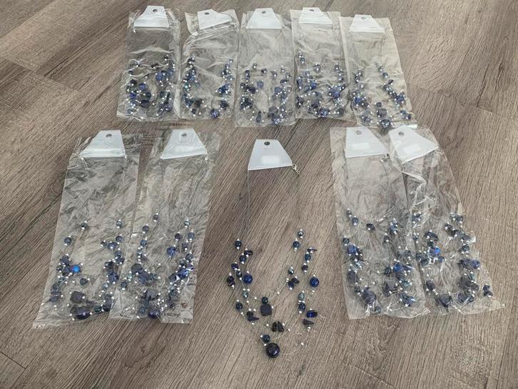 Partij 10 stuks lyxe blauwe kettingen K47, Sieraden, Tassen en Uiterlijk, Kettingen, Nieuw, Overige materialen, Blauw, Ophalen of Verzenden