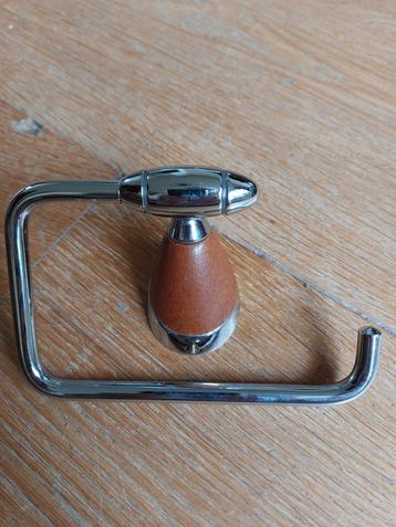 Vintage Tiger Toiletrolhouder Hout/Chrome NIEUW beschikbaar voor biedingen