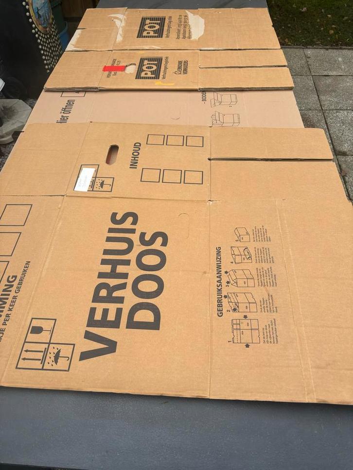 20 Verhuisdozen - Gebruikt, Doe-het-zelf en Verbouw, Kratten en Dozen, Gebruikt, Doos, 50 tot 75 cm, 35 tot 50 cm, 40 tot 60 cm