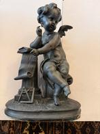 Antiek Loden Beeld Engel - 26 cm hoog, Ophalen of Verzenden