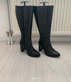 Zwarte leren laars met brede schacht, Hoge laarzen, Zwart, Ophalen of Verzenden, Zo goed als nieuw