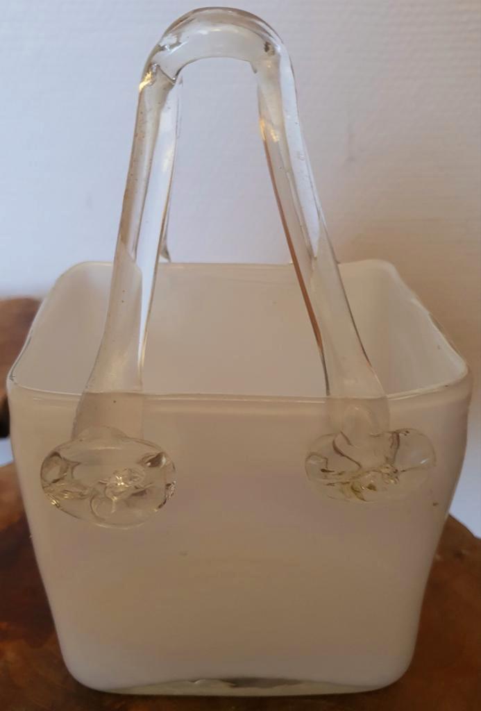 Tas mondgeblazen glas wit gaaf met pontil uniek bijzonder, Antiek en Kunst, Kunst | Beelden en Houtsnijwerken, Ophalen of Verzenden