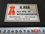 sticker Ridderkerk Rotterdam A. HAK alle weg- en watertransp, Verzamelen, Stickers, Ophalen, Zo goed als nieuw, Bedrijf of Vereniging