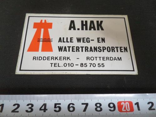 sticker Ridderkerk Rotterdam A. HAK alle weg- en watertransp, Verzamelen, Stickers, Zo goed als nieuw, Bedrijf of Vereniging, Ophalen