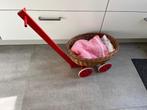 Schattige rieten poppenwagen (incl beddengoed), Ophalen of Verzenden, Zo goed als nieuw, Babypop
