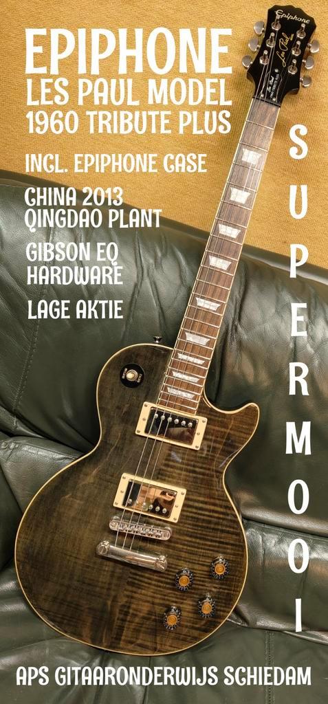 EPIPHONE 1960 LES PAUL TRIBUTE PLUS MIDNIGHT EBONY+CASE 2013, Muziek en Instrumenten, Snaarinstrumenten | Gitaren | Elektrisch