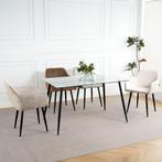 Lina® Tony - Ribstof Eetkamerstoel - Beige, Metaal, Mevsim Store, Overige kleuren, Nieuw