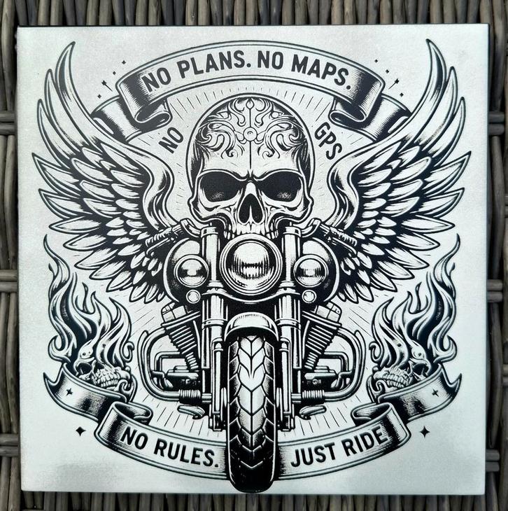 Stoere biker tegels 15x15 cm, Huis en Inrichting, Woonaccessoires | Wanddecoraties, Nieuw, Ophalen of Verzenden