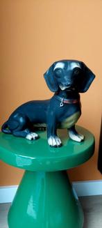 Groot vintage beeld van een teckel hond 35 cm x 23 cm, Verzamelen, Beelden en Beeldjes, Ophalen of Verzenden, Gebruikt, Dier