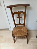 Antiek bidstoeltje met rieten zitting, Ophalen, Gebruikt, Bruin, Eén