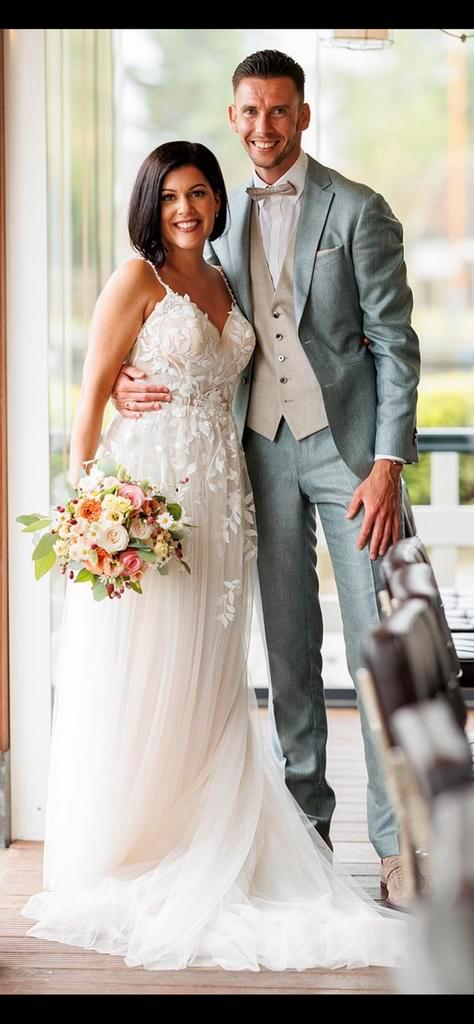 Trouwjurk modeca maat 36, Kleding | Dames, Trouwkleding en Trouwaccessoires, Zo goed als nieuw, Trouwjurk, Wit, Ophalen of Verzenden