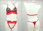 Sexy rood met zwart string setje, met glitters, Kleding | Dames, Verzenden, Rood, Setje