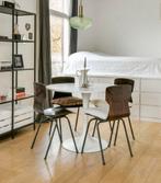 Witte ronde eettafel met 4 vintage eetkamerstoelen, Huis en Inrichting, Ophalen, Zo goed als nieuw, Rond, 100 tot 150 cm