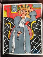 schilderij dame met grijze jurk  24, Ophalen of Verzenden