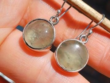 Vanoli 925 zilveren oorbellen met prehniet  beschikbaar voor biedingen