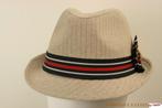 hoed Trilby Hawkins beige krijtstreep linnen 57 nieuw unisex, 56 of 57 cm (M, 7 of 7⅛ inch), Hoed, Hawkins, Nieuw