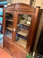 Mooie antieke servieskast, vitrine kast, hout, landelijk