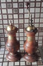 houten en messing vintage grote peper en zout stel, Ophalen of Verzenden