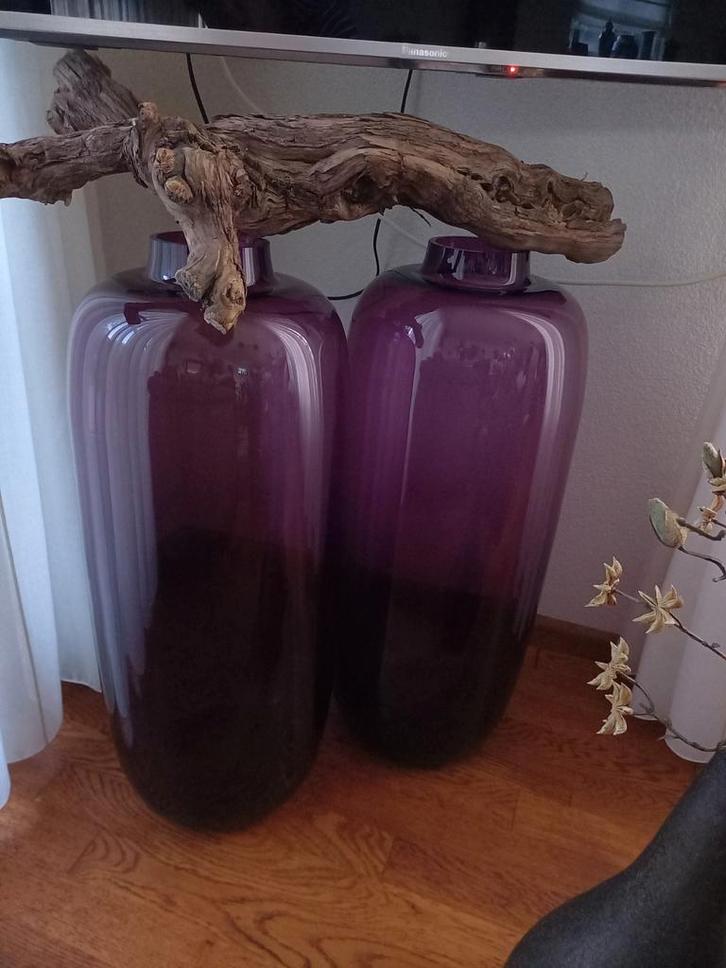 Glazen vaas vazen 2 stuks paars, Huis en Inrichting, Woonaccessoires | Vazen, Zo goed als nieuw, Overige kleuren, Minder dan 50 cm